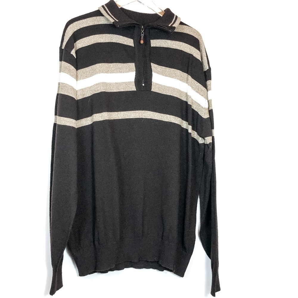 Pronti by Phita 1/4 Zip Striped Pullover Sweater‎